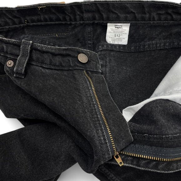Levi's 512 Vintage Slim Fit Tapered Black Cotton Denim Jeans Men's W 31 x L 32 - Picture 6 of 14